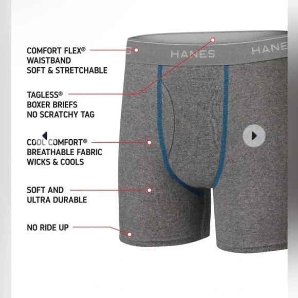Hanes boys tagless boxer briefs sz M(8-10)#001 - Picture 4 of 4